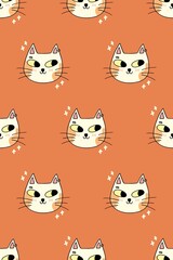 seamless pattern with orange cats