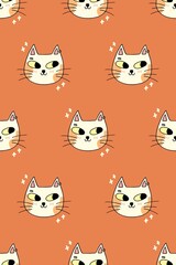 seamless pattern with orange cats