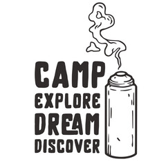 Minimalist line art design featuring a stylized mountain landscape emerging from a camping water bottle, encapsulating the essence of outdoor exploration and the spirit of adventure