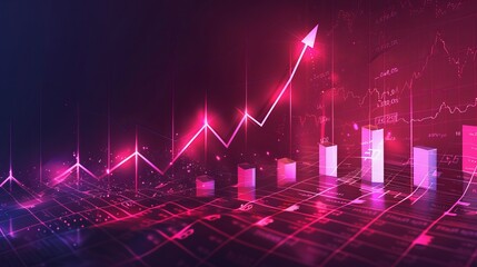 Dynamic online graphics depicting trade arrows and exchange price charts against a realistic 3D design backdrop. Illustration reflecting growth, changes in value, and trading activities.