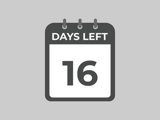 16 days to go countdown template. 16 day Countdown left days banner design. 16 Days left countdown timer
