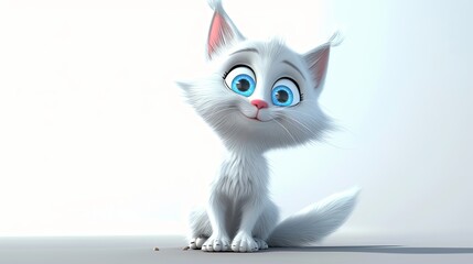  cartoon cat with blue eyes on white background