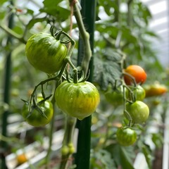 Greenhouse, unripe, tomatoes, branch, food, tomato, plant, agriculture, garden, nature, vegetable, t