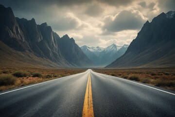 Naklejka premium road to the mountains