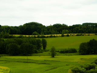 Fields and meadows of Wiezyca. Kashubia Region. Poland