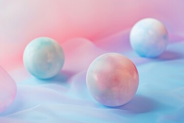 Spheres with a watercolor effect on a pastel gradient
