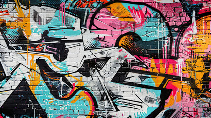 Colorful and intricate street art adorning a city brick wall