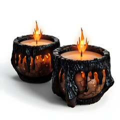 A Halloween candle featuring a jack-o-lantern face, adding a spooky touch to your festive decorations.

