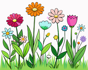 spring flowers and grass