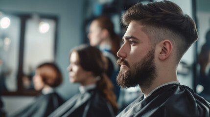 Trendy Male Getting Styled at Modern Hair Salon.
