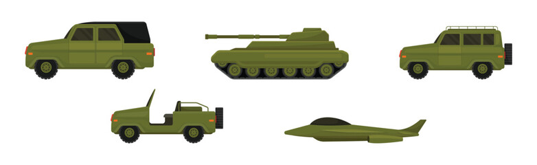 Obraz premium Military Machinery, Transport and Equipment Vector Set