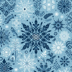 black silhouette of snowflakes, floral pattern, minimalism	