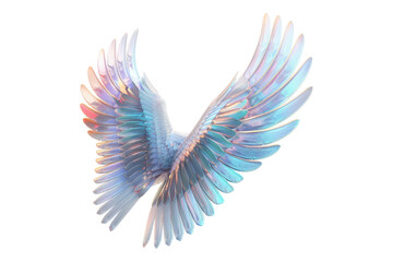 Fototapeta premium Holographic 3D render wings isolated on transparent background