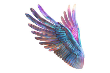 Holographic 3D render wings isolated on transparent background