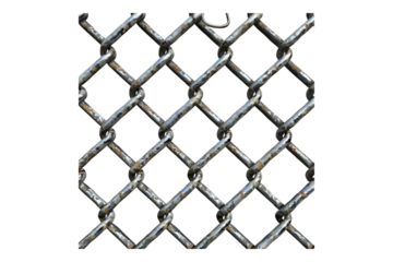 Arrangement of chain link fence isolated on transparent background