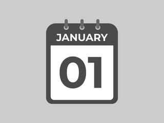 january 1 calendar reminder. 1st january daily calendar icon template. Calendar 1st january icon Design template. Vector illustration
