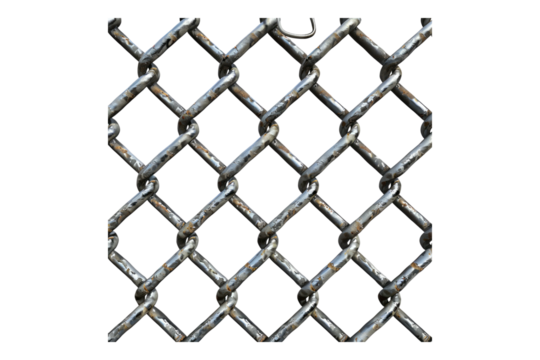 Arrangement of chain link fence isolated on transparent background