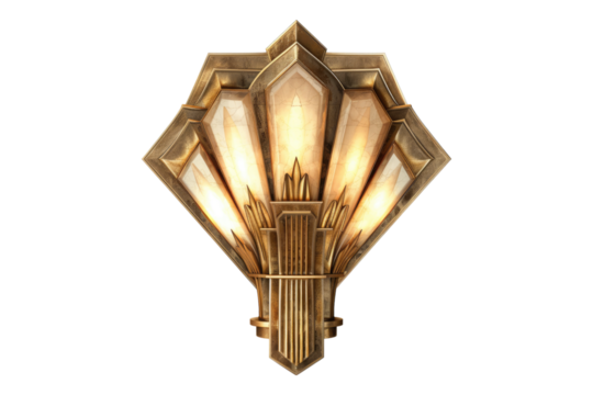 Art deco sconce fixture isolated on transparent background