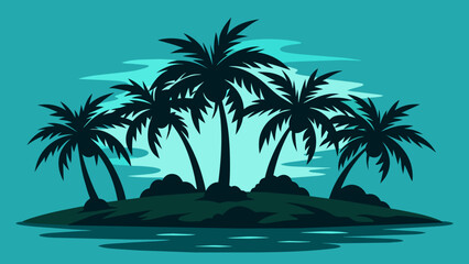Fototapeta na wymiar Tropical palm trees set silhouettes