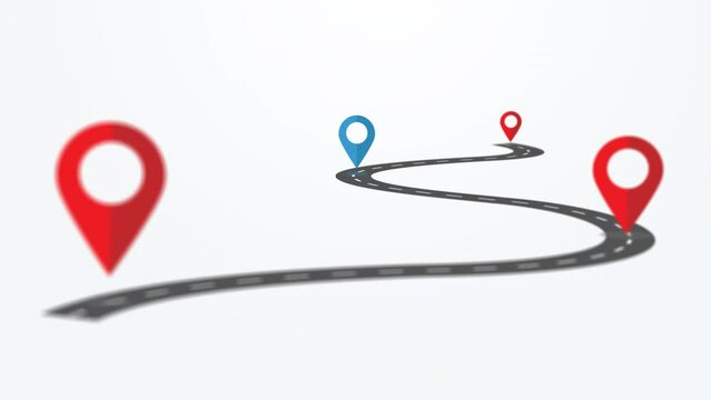 Animation of winding road with focus map pointers