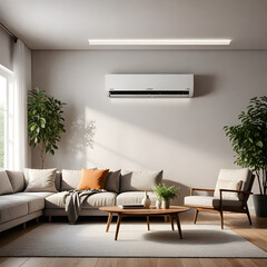 Air conditioner in Stylish interior of bedroom Generative Ai
