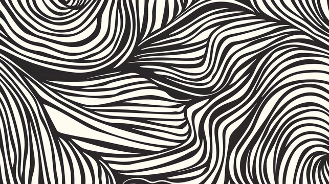 Seamless abstract texture drawn in black and white with hand-drawn lines, ideal for design and decoration.