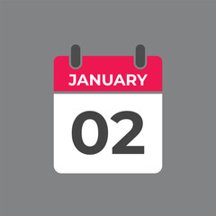 january 2 calendar reminder. 2 january daily calendar icon template. Calendar 2 january icon Design template. Vector illustration
