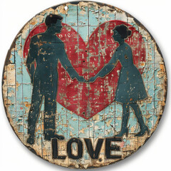 Round color patch with the word LOVE