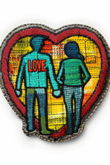 Round color patch with the word LOVE