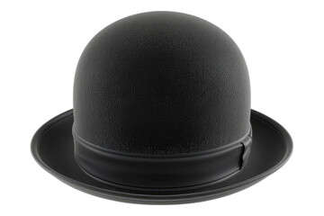 Black cap circular bowler hat isolated on transparent background