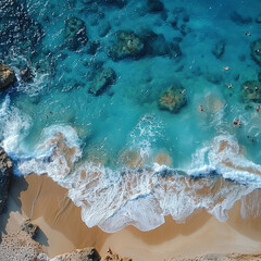 beautiful beach photo, drone shot. Made with generative ai
