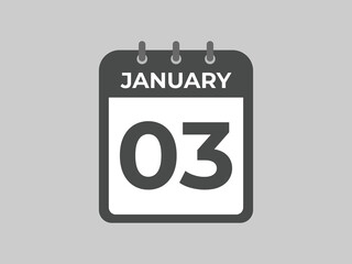 january 3 calendar reminder. 3 january daily calendar icon template. Calendar 3 january icon Design template. Vector illustration
