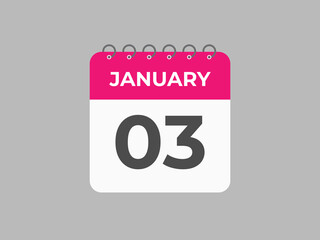 january 3 calendar reminder. 3 january daily calendar icon template. Calendar 3 january icon Design template. Vector illustration
