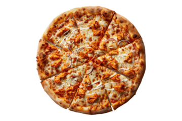 Buffalo chicken pizza isolated on transparent background