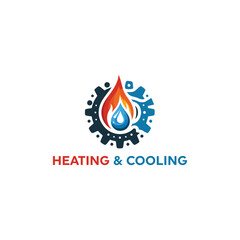 Heating and cooling logo, Abstract heating and cooling hvac logo design vector image