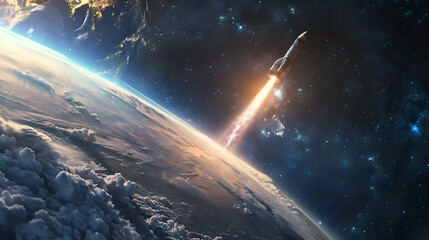 Rocket's Rise from Earth: Envisioning Humanity's Spread Across Space
