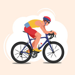 The cyclist is riding. Side view of a man. Vector illustration, bike racing derby sport series