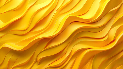Yellow wavy shapes abstract background.. Three dimensional textured backdrop.