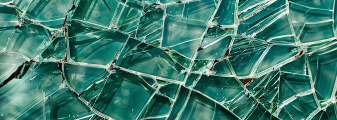 Shattered green glass texture with intricate crack patterns