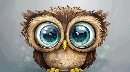 Adorable cartoon owl with big eyes