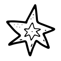 Space doodle star. Hand-drawn asteroid isolated on white background. Astronomical object. Universe meteorite, comet sign. Astronomy, astrology, cosmos symbol. Vector magic Christmas illustration