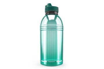 Sports ergonomic capacity water bottle close-up, isolate white background. AI generated.