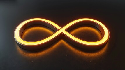 Illuminated infinity symbol glowing on a dark background