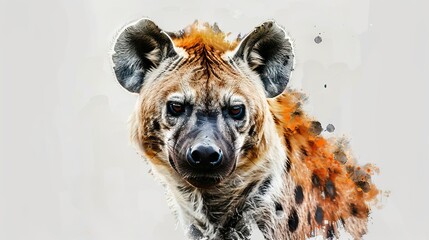 Obraz premium Captivating digital art of a fierce hyena on abstract background