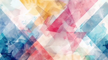 Abstract geometric watercolor art in pastel hues