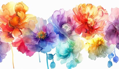 Colorful watercolor floral background with vibrant flowers