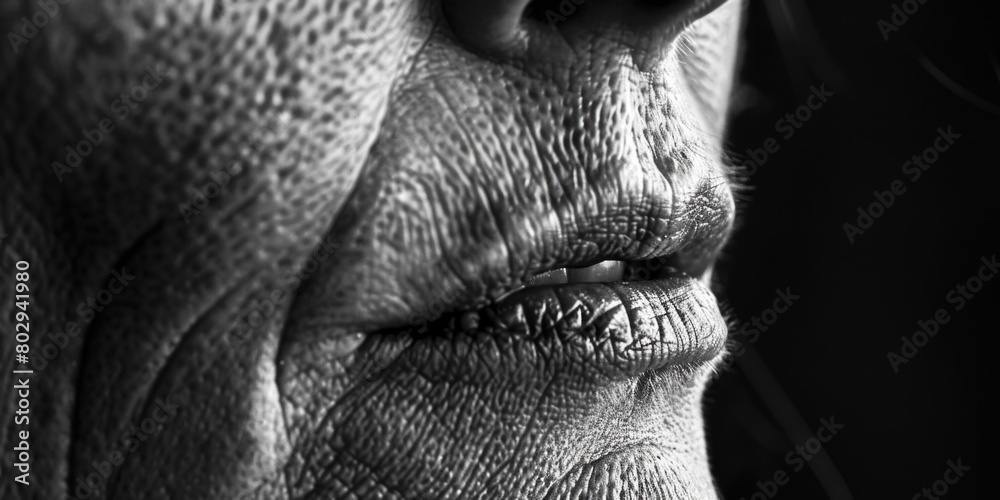 Poster close-up portrait of a man in black and white, suitable for various projects