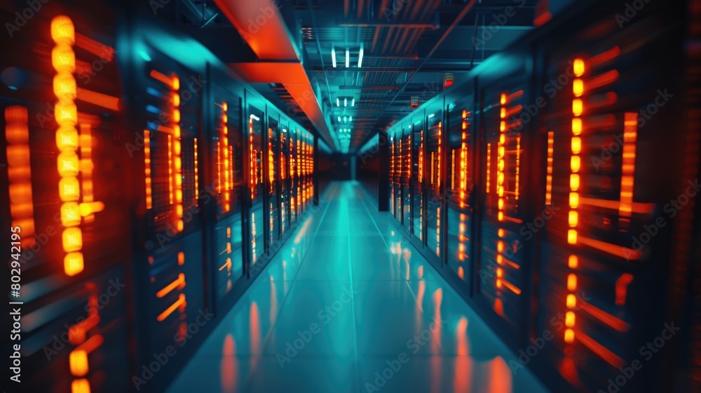 Leinwandbilder a row of servers in a data center. suitable for technology concepts