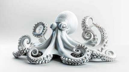 Obraz premium Mysterious white octopus in a minimalist setting