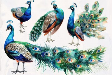 Obraz premium A group of peacocks standing together. Perfect for nature-themed designs
